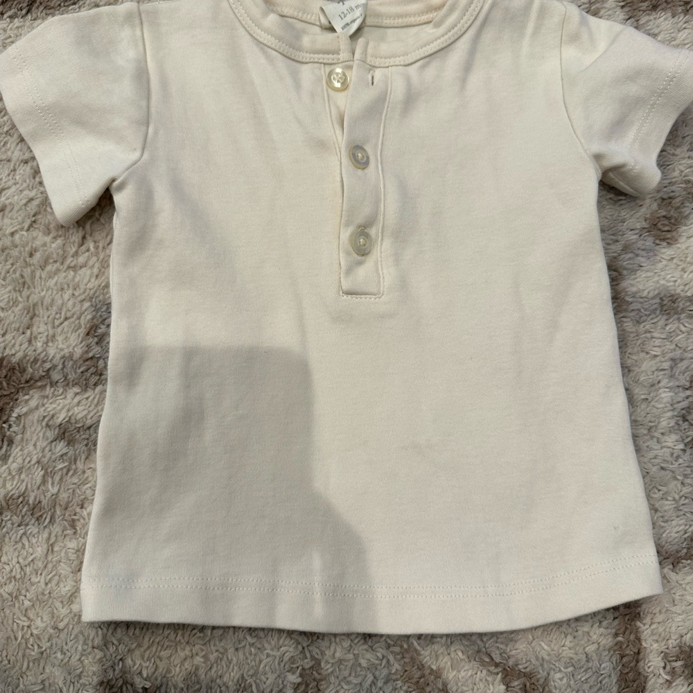 Kate Quinn Cream Sleeve Basic Henley Tee